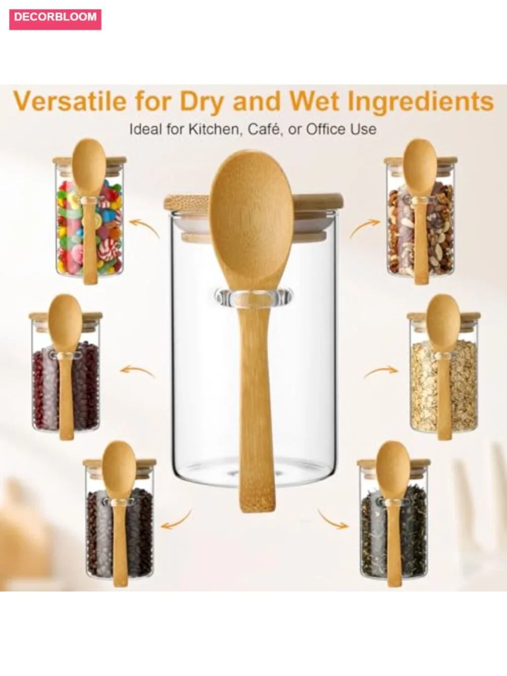10-Pack Glass Jars with Bamboo Lids, Airtight Food Storage Canisters